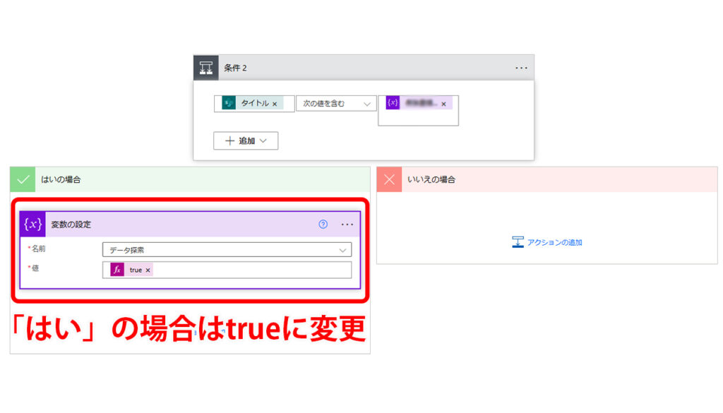 条件での真偽値の変更